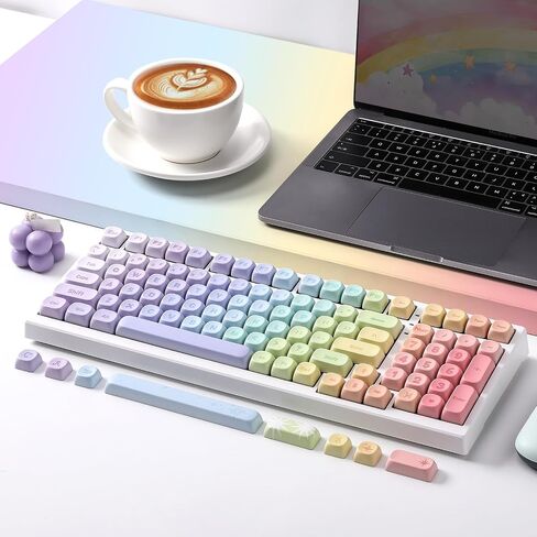 YUNZII Rainbow 140 Keys MOA PBT Dye-Sub Keycaps (Rainbow, MOA Profile) in Kuwait