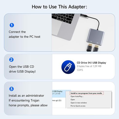 محول USB إلى 4 HDMI ، عرض متعدد المراقب 5 شاشات منفصلة ، مرآة الدعم/تمديد وضع متوافق مع Windows ، M1/M2 Mac OS ، مع وظيفة الشاشة السوداء in Kuwait