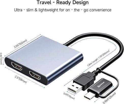 محول USB إلى 4 HDMI ، عرض متعدد المراقب 5 شاشات منفصلة ، مرآة الدعم/تمديد وضع متوافق مع Windows ، M1/M2 Mac OS ، مع وظيفة الشاشة السوداء in Kuwait