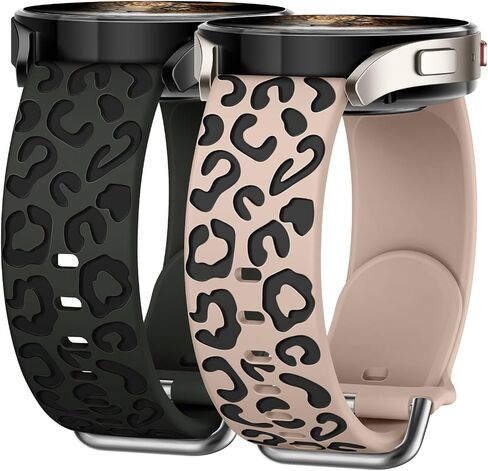 Leopard Engraved Band Compatible for Samsung Galaxy Watch 7, FE, 6, 5, 4 40mm 44mm, Soft Silicone Replacement Wristband for Galaxy Watch 6 Classic, 4 Classic, 5 Pro, 2-PACK in Saudi Arabia