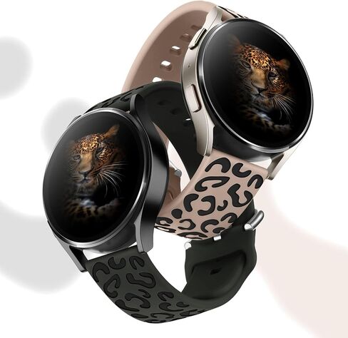 Leopard Engraved Band Compatible for Samsung Galaxy Watch 7, FE, 6, 5, 4 40mm 44mm, Soft Silicone Replacement Wristband for Galaxy Watch 6 Classic, 4 Classic, 5 Pro, 2-PACK in Saudi Arabia