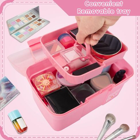TERGOO 11in Multipurpose Storage Box Organizer with Removable Tray, Plastic Small Storage Box with Handle, Portable Art Craft Organizer Case for Makeup, Sewing, Nail, Hair Accessories (Blue) in Kuwait