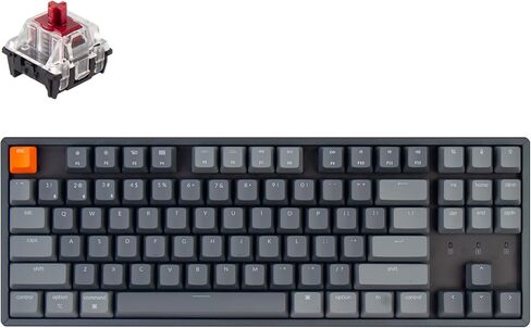 Keychron K8 Tenkeyless Layout RGB Hot-swappable Bluetooth Wireless Mechanical Keyboard with Gateron Optical Blue Switch, Multitasking, Type-C Wired Computer Keyboard for Mac Windows, Aluminum Frame in Kuwait