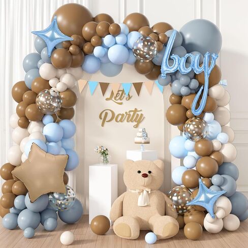 128Pcs Blue Birthday Party Supplies Balloons Garland Kit, Blue Orange Yellow White Bone Dog Paw Balloons Arch Banner for Baby Shower Girls and Boys Blue Theme Happy Birthday Party Decorations in Saudi Arabia