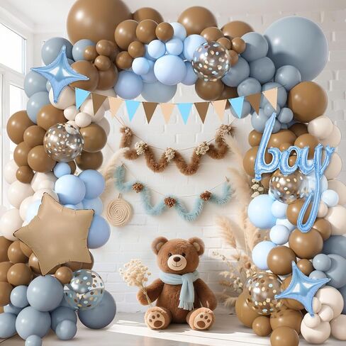 128Pcs Blue Birthday Party Supplies Balloons Garland Kit, Blue Orange Yellow White Bone Dog Paw Balloons Arch Banner for Baby Shower Girls and Boys Blue Theme Happy Birthday Party Decorations in Saudi Arabia