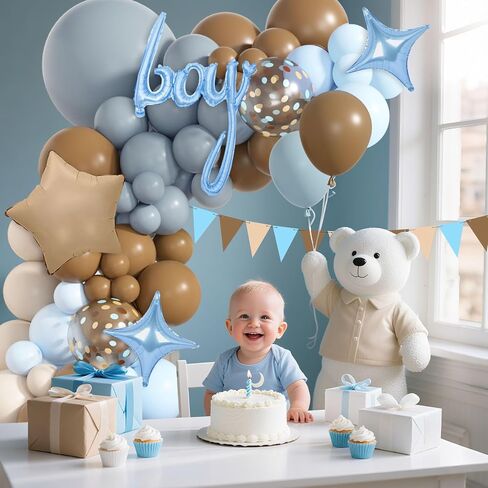 128Pcs Blue Birthday Party Supplies Balloons Garland Kit, Blue Orange Yellow White Bone Dog Paw Balloons Arch Banner for Baby Shower Girls and Boys Blue Theme Happy Birthday Party Decorations in Saudi Arabia