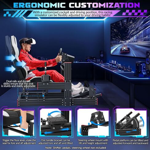 Likeem Racing Simulator Cockpit Stand with Elite Series Racing Seats for Logitech/Thrustmaster/Fanatec G29 G920 G923 T80 T300,djustable Steering Wheel Stand,Not Included Wheel,Pedals & Shifter in Kuwait