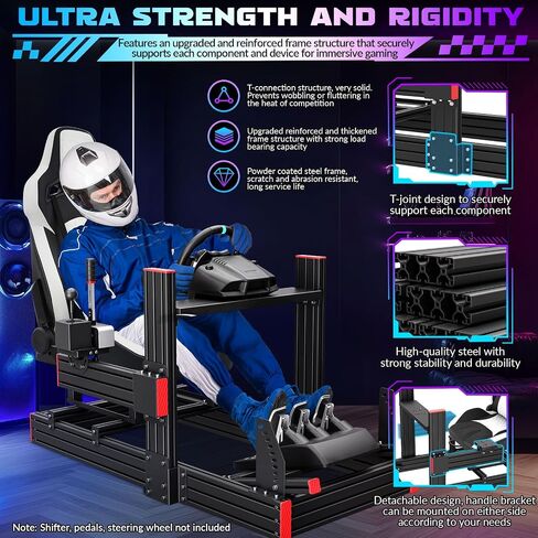 Likeem Racing Simulator Cockpit Stand with Elite Series Racing Seats for Logitech/Thrustmaster/Fanatec G29 G920 G923 T80 T300,djustable Steering Wheel Stand,Not Included Wheel,Pedals & Shifter in Kuwait