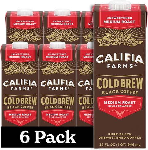 Califia Farms - Coffee Brew Brew Coffee البارد الأسود النقي ، 32 أونصة (حزمة من 6) ، 100 ٪ أرابيكا ، رف مستقر ، قائم على النبات ، نباتي ، خالي من الغلوتين ، غير الكائنات المعدلة وراثيًا ، خالية من السكر ، القهوة المثلجة in Saudi Arabia