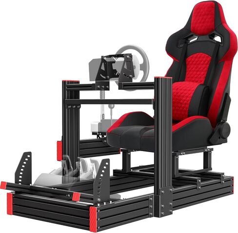 Likeem Racing Simulator Cockpit Stand with Elite Series Racing Seats for Logitech/Thrustmaster/Fanatec G29 G920 G923 T80 T300,djustable Steering Wheel Stand,Not Included Wheel,Pedals & Shifter in Kuwait