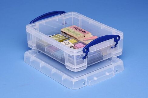 حاوية تخزين مفيدة حقًا بسعة 1.75 لتر مع غطاء كبس ومقبض قفل بمشبك لصناديق تخزين المنزل والأشياء المغطاة، شفافة، (4 عبوات) in Kuwait