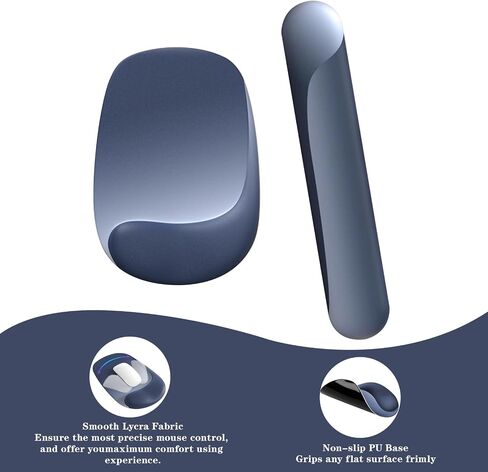 Wrist Rest Support for Mouse Pad and Keyboard Set, Ergonomic Gel Wrist Support - Fabric with Non-Slip, Soft & Comfortable, Relieve Office for Gaming Wrist Pain (Blue) in Saudi Arabia