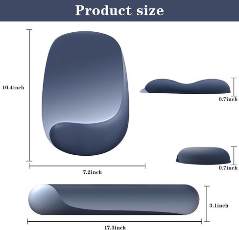 Wrist Rest Support for Mouse Pad and Keyboard Set, Ergonomic Gel Wrist Support - Fabric with Non-Slip, Soft & Comfortable, Relieve Office for Gaming Wrist Pain (Blue) in Saudi Arabia