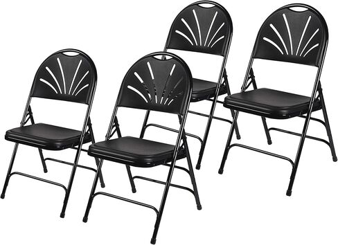 OEF Furnishings Heavy-Duty Fan Back Folding Chair – Black, 500 lb Capacity, Durable Steel Frame, Triple Braced, Stackable & Foldable, Ergonomic Comfort, Ideal for Events & Home Use in Saudi Arabia