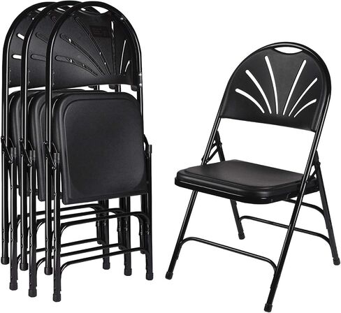 OEF Furnishings Heavy-Duty Fan Back Folding Chair – Black, 500 lb Capacity, Durable Steel Frame, Triple Braced, Stackable & Foldable, Ergonomic Comfort, Ideal for Events & Home Use in Saudi Arabia