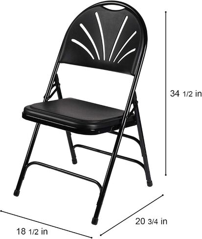 OEF Furnishings Heavy-Duty Fan Back Folding Chair – Black, 500 lb Capacity, Durable Steel Frame, Triple Braced, Stackable & Foldable, Ergonomic Comfort, Ideal for Events & Home Use in Saudi Arabia