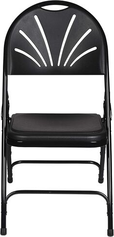 OEF Furnishings Heavy-Duty Fan Back Folding Chair – Black, 500 lb Capacity, Durable Steel Frame, Triple Braced, Stackable & Foldable, Ergonomic Comfort, Ideal for Events & Home Use in Saudi Arabia