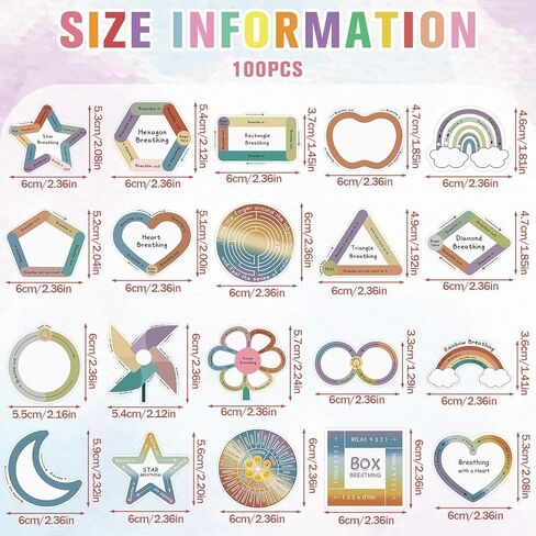 Crtiin 100 Pcs Sensory Strips Anxiety Calm Stickers Fidget Stress Breathing Stickers Sensory Stickers Different Textures Rough Tactile Tape for Kids Adults Desk Anxiety Relief(Bright) in Kuwait