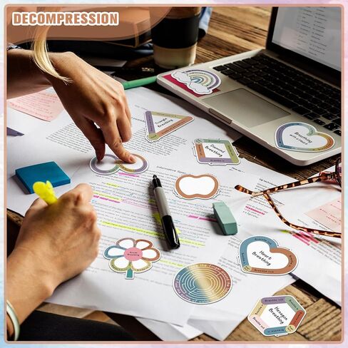 Crtiin 100 Pcs Sensory Strips Anxiety Calm Stickers Fidget Stress Breathing Stickers Sensory Stickers Different Textures Rough Tactile Tape for Kids Adults Desk Anxiety Relief(Bright) in Kuwait