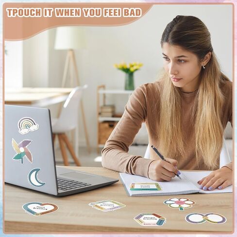 Crtiin 100 Pcs Sensory Strips Anxiety Calm Stickers Fidget Stress Breathing Stickers Sensory Stickers Different Textures Rough Tactile Tape for Kids Adults Desk Anxiety Relief(Bright) in Kuwait