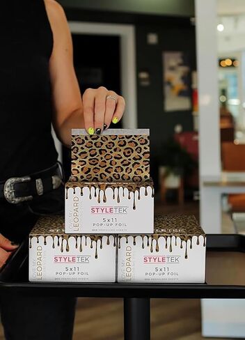 STYLETEK 5x11 Pop Up Foil, Gold Leopard, 500 Sheets Per Box, Heavy Emboss in Saudi Arabia