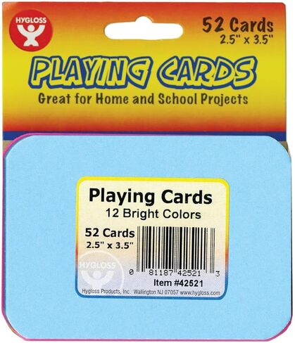 Hygloss Products Bright Blank Playing Cards - Fun for Games - Great Study Tool - Multitude of Uses - 10-13 Assorted Bright Colors - 2.5" x 3.5" - 52 Cards, (42521) in Saudi Arabia