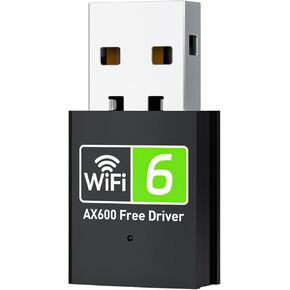 USB WiFi Adapter for Desktop PC, AX600 USB WiFi 6 Adapter with 5GHz/2.4GHz Dual Band, Bulit-in Driver for Windows 10/11 (AX600-MINI)