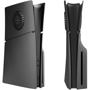 Faceplate with Cooling Vents Housing for PS5 Slim Console Cover Replacement Face ABS Hard Shell Case Faceplate Cover for Playstation 5 Slim Accessories (Optical Drive Version Black)