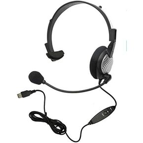 Voice Recognition USB Headset with Noise Cancelling Boom Microphone for Dragon NaturallySpeaking 15, Dragon 15 Home, Premium, Professional (Single-Sided Headset)