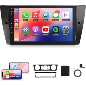 Naifay Android Car Stereo for BMW 328i 335i 325i (E90/E91/E92/E93) 2005-2011 Radio, 9inch Touch Screen for BMW 3 Series Car Stereo with CarPlay Android Auto Bluetooth GPS WiFi Camera Mirrorlink