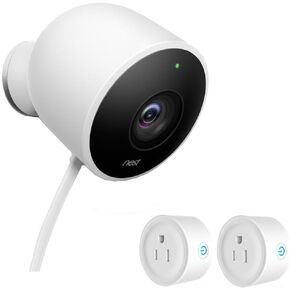 Nest Outdoor Security Camera White NC2100ES Bundle with 2 Pack WiFi Smart Plug