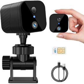 4G LTE Cellular Security Camera ، Small 2K HD Wireless No WiFi IR IR Night Vision Discoy Pir Motion Detection 90 Day Battery Protable Mini Camera SIM مدمجة (مع بطاقة 64 جيجابايت SD)
