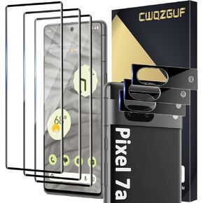 واقي الشاشة متوافق مع Pixel 7 Pro 5g ، [3+3 Pack] واقي عدسة الكاميرا ، ودعم فتح بصمات الأصابع ، والزجاج المقبوب ، واللمس الحساسة ، ومضادة الخدش