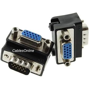2Pack CablesOnline VGA HD15 Right-Angle 90-Degree 15-Pin Male to Female Video Adapter, GC-021A-2