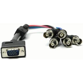 AYA 1Ft (1 Foot) Coax VGA (HD15) Male to 5-BNC Female RGBHV Monitor Cable 26AWG
