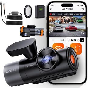 【Bundle: Vantrue N5 4 Channel WiFi Dash Cam + Hardwire Kit + CPL Filter + Remote Control】2.7K+1080P+1080P+1080P Front Rear Inside Camera with Side View, STARVIS 2, Voice Control, GPS, 24H Parking Mode