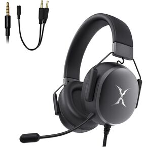 BA-68 Gaming Headset for PC, PS4, PS5, Xbox, Lightweight Over-Ear Headphone with mic, 50MM Dynamic Drivers, 3.5mm Audio Jack, Soft Memory Foam Cushion, Removable Microphone