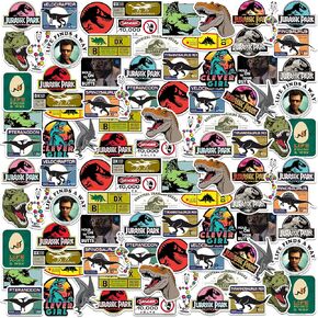 Jurassic Park Variety 50ct Vinyl Large Deluxe Stickers Variety Pack - Laptop, Water Bottle, Scrapbooking, Tablet, Skateboard, Indoor/Outdoor