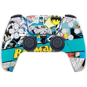 Skinit Decal Gaming Skin Compatible with PS5 Controller - Officially Licensed DC Comics Batman Vintage Pose Collage Art Design