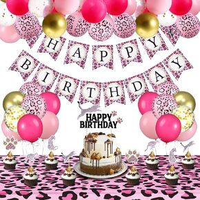 51 Pieces Cheetah Birthday Decorations Including Cheetah Birthday Banner Cheetah Theme Balloons Leopard Cake Topper Safari Animal Print Tablecloth and Ribbon for Party Boy Girl Baby Shower Supplies in Kuwait
