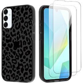 Case Case Print Print for Samsung Galaxy S21 Fe 5G 6.4 "Case with 2 حامي شاشة مقسمة ، تصميم نمط النمر لطيف TPU Soft Clear Funda للنساء ، الأسود ، الأسود in Kuwait