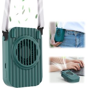 3 IN 1 Waist Fan/Necklace Fan/Desk Fan, Rechargeable Waist Fan with 3 Speed Vertical Strong Airflow, Hand Free Wearable USB Waist Fan for Women Kids Girls Men Desk Outdoor Travel