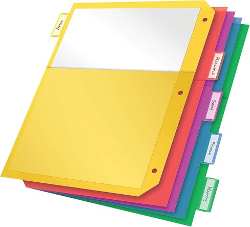 Oxford Plastic 2 Pocket Binder Dividers, 8 Tab 1/8 Cut, Multicolor Large Tab Set, Insertable Dividers with Paper Inserts, Letter Size, 3 Sets (89603) in Saudi Arabia
