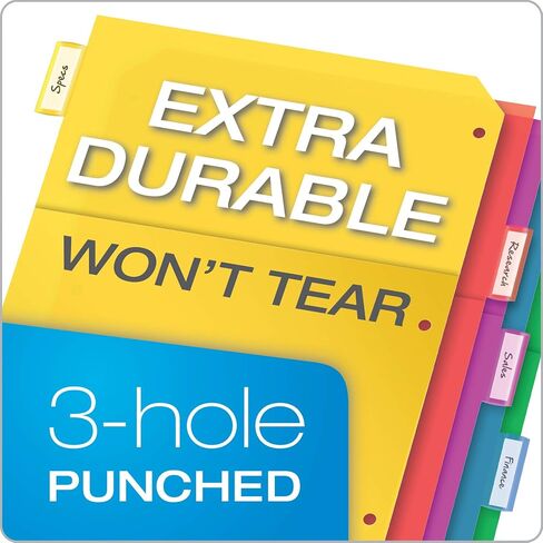 Oxford Plastic 2 Pocket Binder Dividers, 8 Tab 1/8 Cut, Multicolor Large Tab Set, Insertable Dividers with Paper Inserts, Letter Size, 3 Sets (89603) in Saudi Arabia