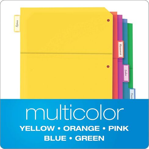 Oxford Plastic 2 Pocket Binder Dividers, 8 Tab 1/8 Cut, Multicolor Large Tab Set, Insertable Dividers with Paper Inserts, Letter Size, 3 Sets (89603) in Saudi Arabia