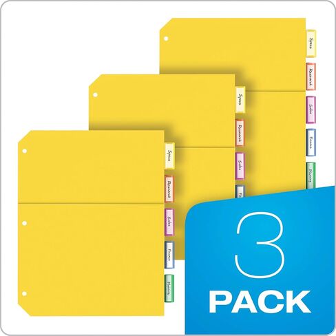 Oxford Plastic 2 Pocket Binder Dividers, 8 Tab 1/8 Cut, Multicolor Large Tab Set, Insertable Dividers with Paper Inserts, Letter Size, 3 Sets (89603) in Saudi Arabia
