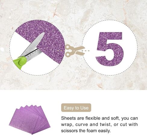 Rebower Glitter EVA Foam Sheets, [for Arts and Crafts Projects] - 11x8 Inch 2mm Thickness/Black / 6 Pcs in Saudi Arabia