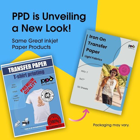تي شيرت مطبوع عليه نفث الحبر PPD ورق نقل 11 × 17 بوصة عبوة من 20 ورقة (PPD007-20) in Kuwait