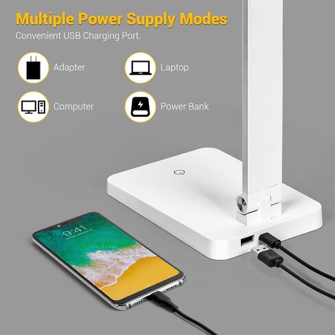 Desk Lamp, LED Desk Lamp, Desk Lamp for Home Office, 5 Color Modes Dimmable Desk Light, Desk Lamp with USB Charging Port, Office Lamp, Small Desk Lamps, Study Lamp, Reading Light, Table Lamp, Black in Saudi Arabia