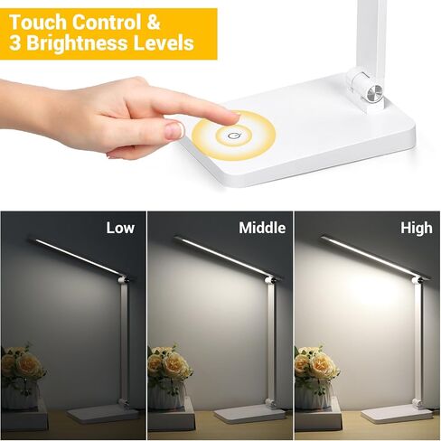 Desk Lamp, LED Desk Lamp, Desk Lamp for Home Office, 5 Color Modes Dimmable Desk Light, Desk Lamp with USB Charging Port, Office Lamp, Small Desk Lamps, Study Lamp, Reading Light, Table Lamp, Black in Saudi Arabia